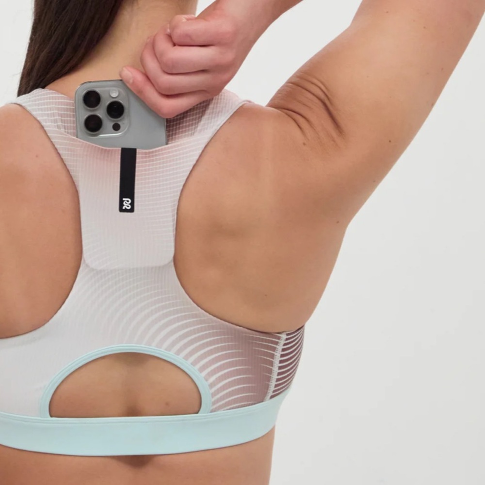 Women's White and Light Blue Sports Bra - Picture 3 of 6